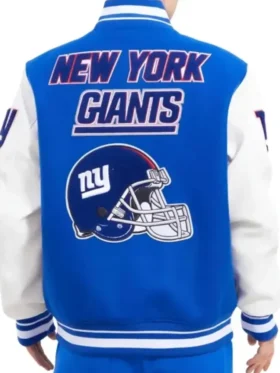 NY Giants Mash Up Blue Wool Varsity Jacket Back