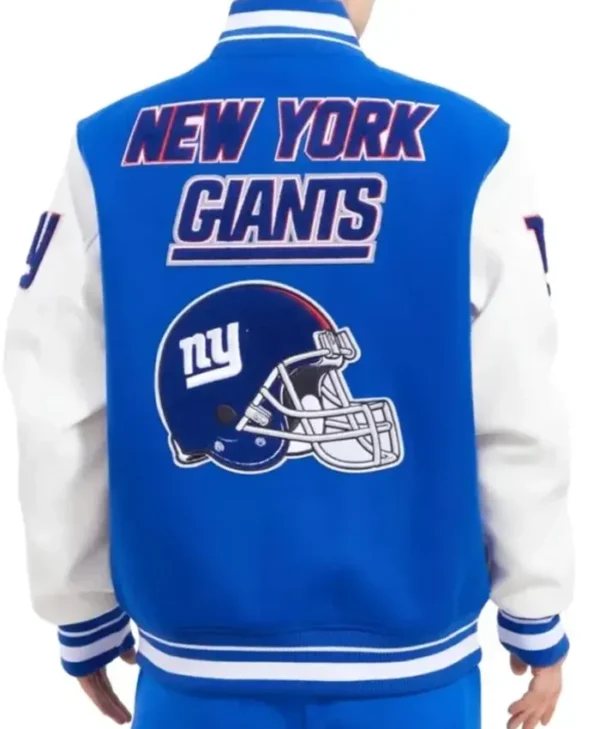 NY Giants Mash Up Blue Wool Varsity Jacket Back
