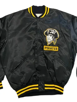 Pirates Black Vintage Satin Varsity Starter Jacket