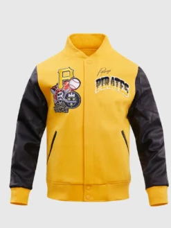 Pirates Full Snap Yellow Wool Varsity Jacket