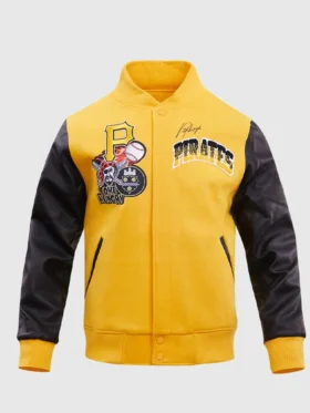 Pirates Full Snap Yellow Wool Varsity Jacket