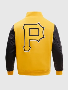 Pirates Full Snap Yellow Wool Varsity Jacket Back