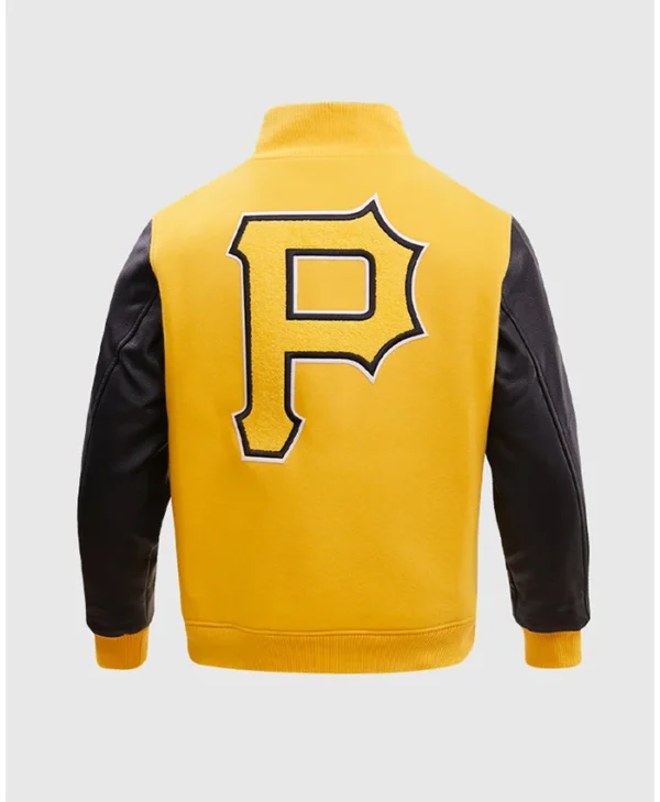 Pirates Full Snap Yellow Wool Varsity Jacket Back