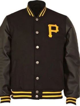 Pittsburgh Pirates Black Full Snap Wool Varsity Jacket