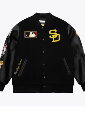 San Diego Padres Black Out Vintage Logo Varsity Jacket
