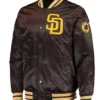San Diego Padres Brown Full Snap Satin Varsity Jacket
