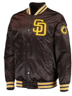 San Diego Padres Brown Full Snap Satin Varsity Jacket