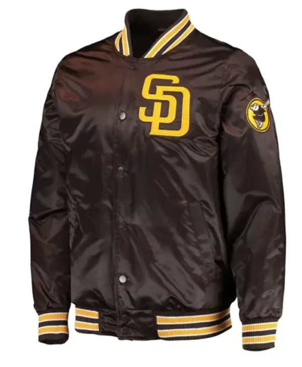 San Diego Padres Brown Full Snap Satin Varsity Jacket
