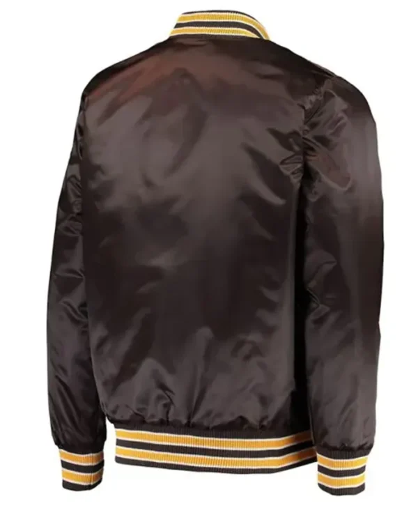 San Diego Padres Brown Full Snap Satin Varsity Jacket Back