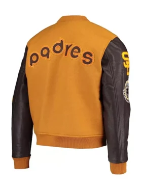 San Diego Padres Brown Wool Varsity Jacket Back