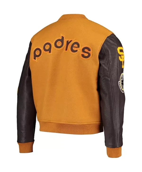 San Diego Padres Brown Wool Varsity Jacket Back