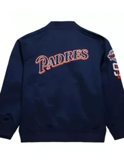 San Diego Padres Navy Blue Zip Bomber Jacket Back