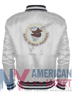 San Diego Padres Satin Full Snap White Varsity Jacket