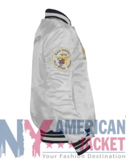 San Diego Padres White Full Snap Satin Varsity Jacket