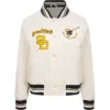 San Diego Padres White Full Snap Satin Varsity Jacket
