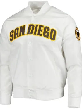 San Diego Padres White Satin Varsity Jacket