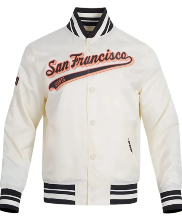 San Francisco Giants White Full Snap Satin Jacket