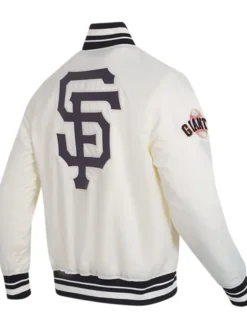 San Francisco Giants White Full Snap Satin Jacket Back