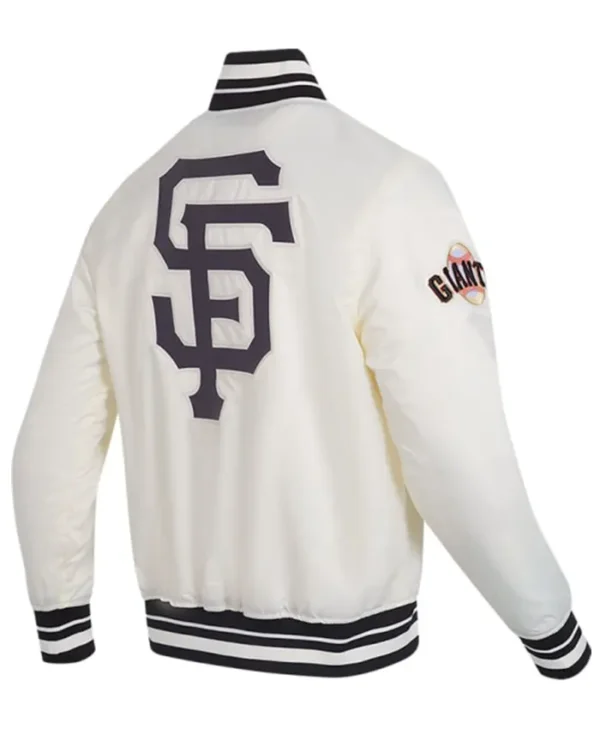 San Francisco Giants White Full Snap Satin Jacket Back