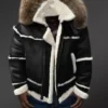 B-3 Black Shearling Fur Leather Jacket