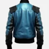 Buy Now Black And Blue Bomber Leather Jacket For Men And Women