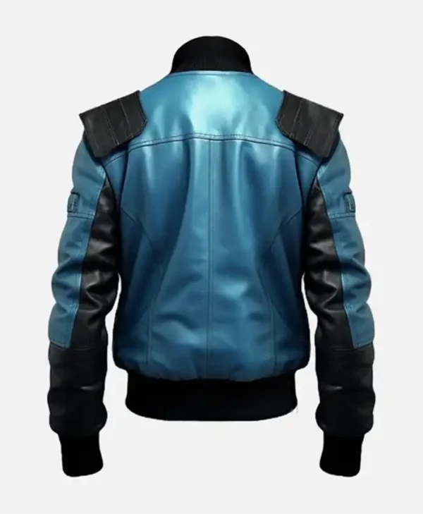 Buy Now Black And Blue Bomber Leather Jacket For Men And Women