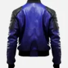 Buy Now Blue And Black Bomber Leather Jacket For Men And Women