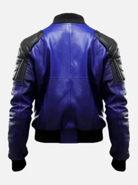 Buy Now Blue And Black Bomber Leather Jacket For Men And Women