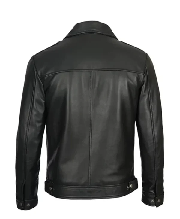 Buy Now Cafe Racer Simple Black Leather Jacket For Men And Women