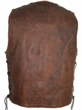 Buy Now Cowhide Biker Brown Leather Vest For Men And Women