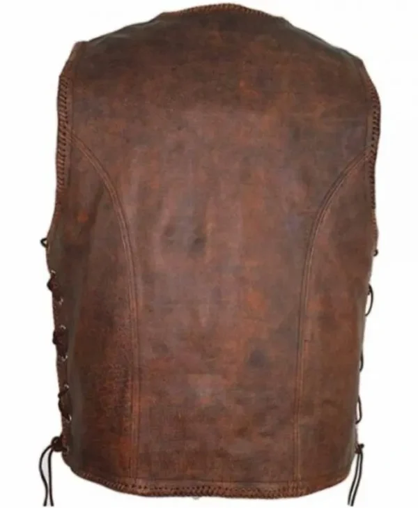 Buy Now Cowhide Biker Brown Leather Vest For Men And Women