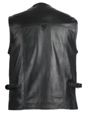 Buy Now Hunting V-Neck Black Leather Vest For Men And Women