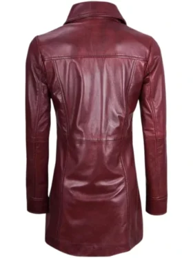 Buy Now Maroon Sheepskin Trench Leather Coat For Mens And Womens