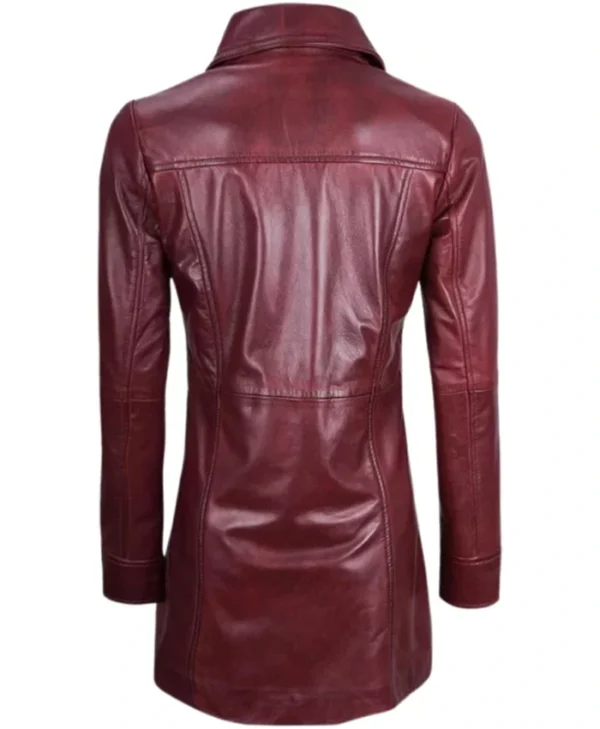 Buy Now Maroon Sheepskin Trench Leather Coat For Mens And Womens