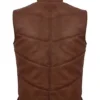 Buy Now Puffer Brown Leather Vest For Mens And Womens