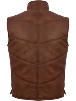 Buy Now Puffer Brown Leather Vest For Mens And Womens