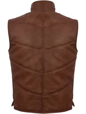 Buy Now Puffer Brown Leather Vest For Mens And Womens