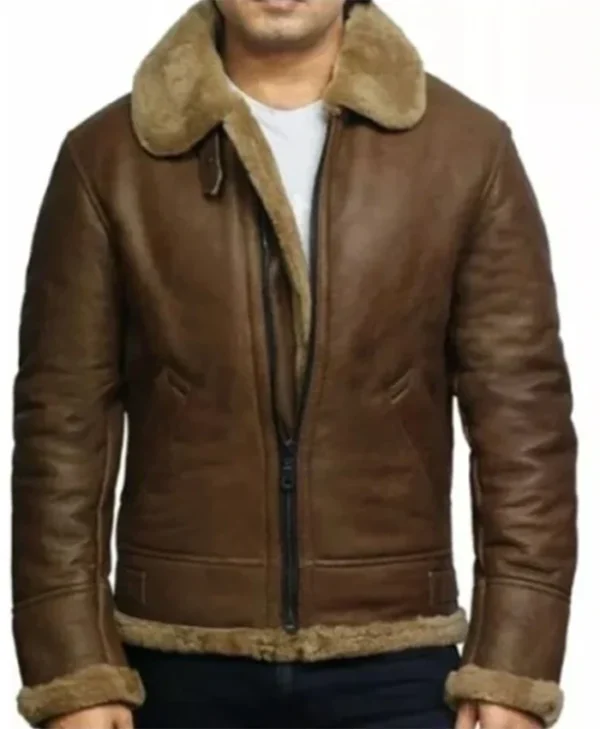 Buy Now Vintage Aviator Brown Shearling Leather Jacket For Men And Women