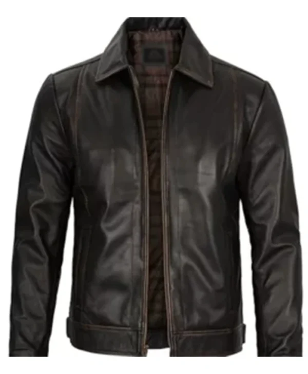 Cafe Racer Simple Dark Brown Leather Jacket