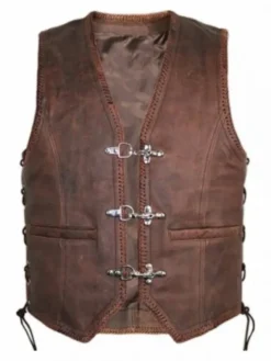 Cowhide Biker Brown Leather Vest
