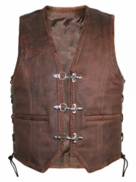 Cowhide Biker Brown Leather Vest
