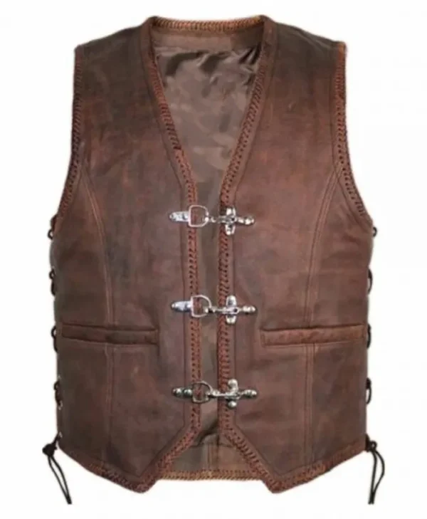 Cowhide Biker Brown Leather Vest