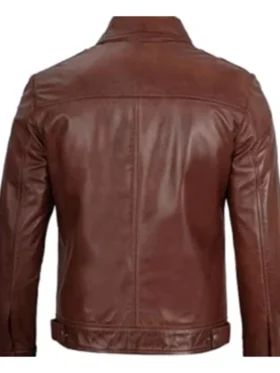 Get Cafe Racer Simple Brown Leather Unisex Jacket