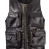 Hunting Vintage Black Leather Vest