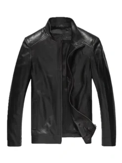 Men Fashion Motorcycle Black Leather Jacket