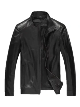 Men Fashion Motorcycle Black Leather Jacket