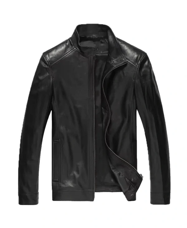 Men Fashion Motorcycle Black Leather Jacket