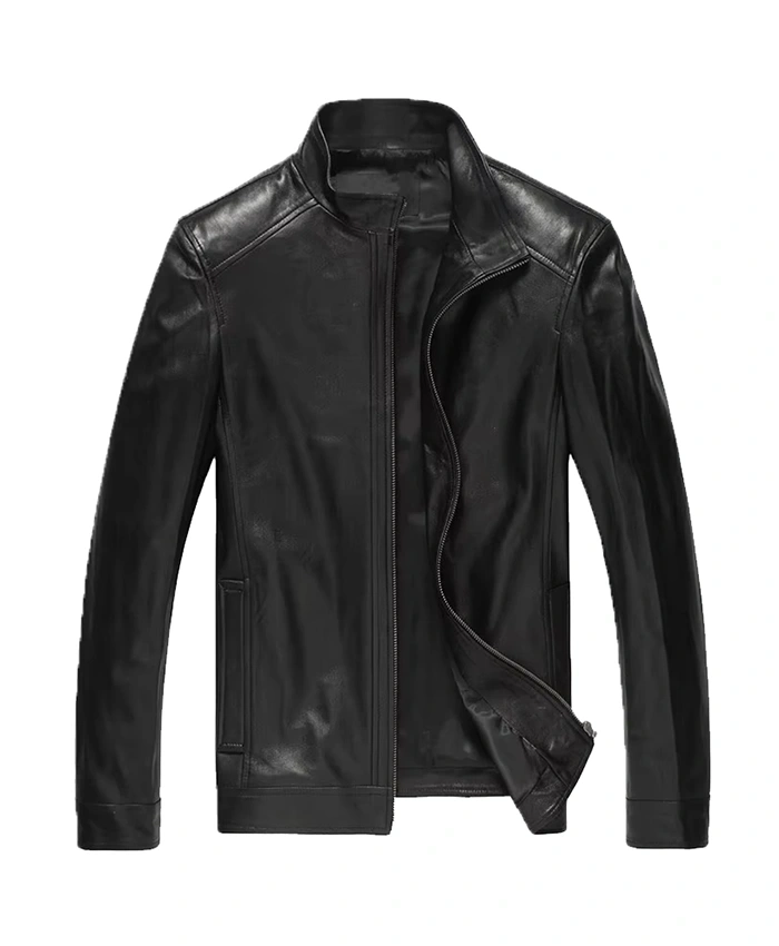 Men Fashion Motorcycle Black Leather Jacket