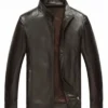 Men Fashion Motorcycle Brown Leather Jacket