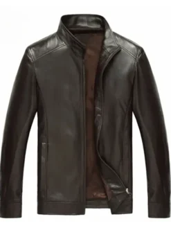 Men Fashion Motorcycle Brown Leather Jacket